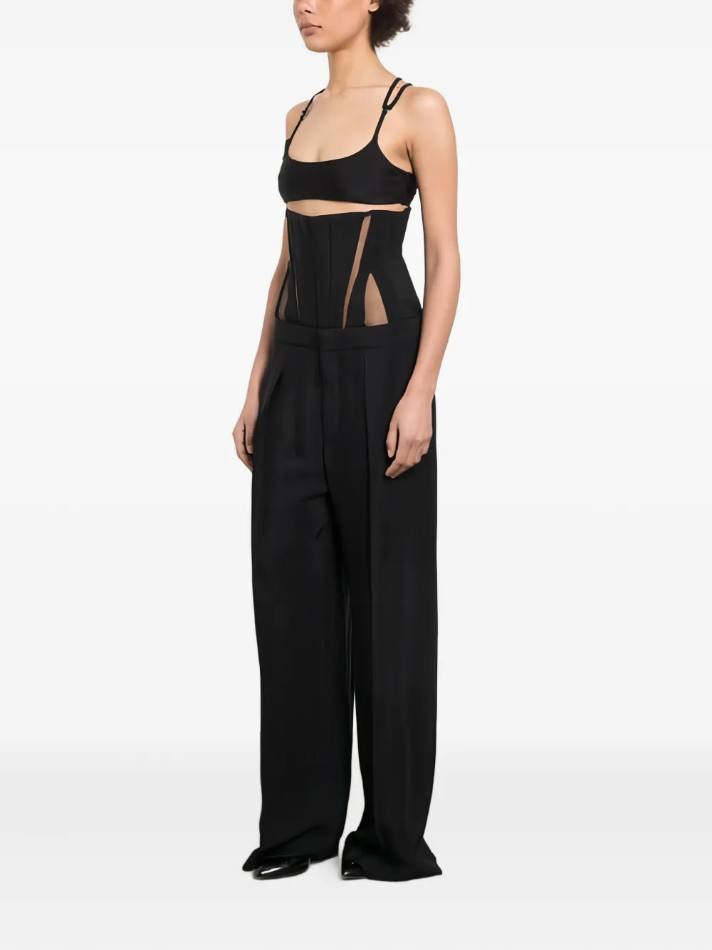 Mugler corset-waist trousers - Zwart