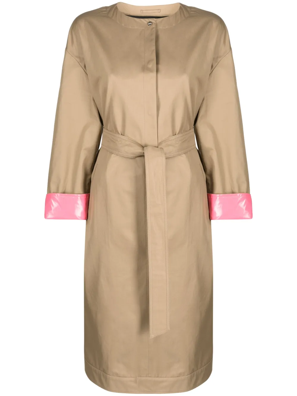 Herno single-breasted belted-waist coat - Brown