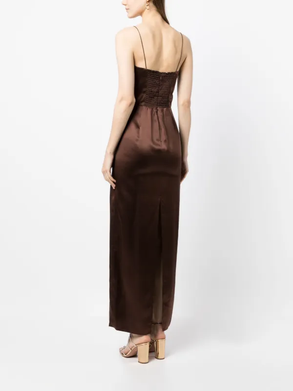 Reformation Frankie Sleeveless Silk Dress - Brown