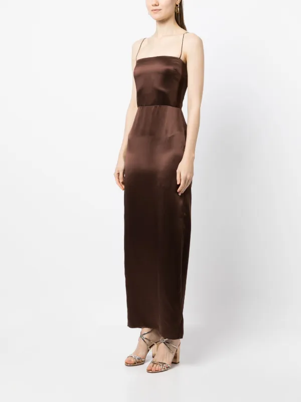 Reformation Frankie Sleeveless Silk Dress - Brown