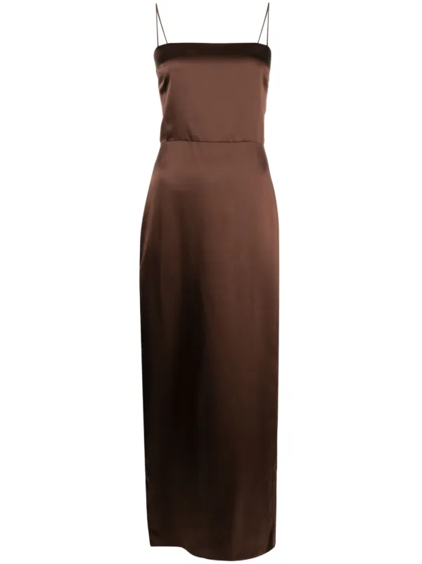 Reformation Frankie Sleeveless Silk Dress - Brown