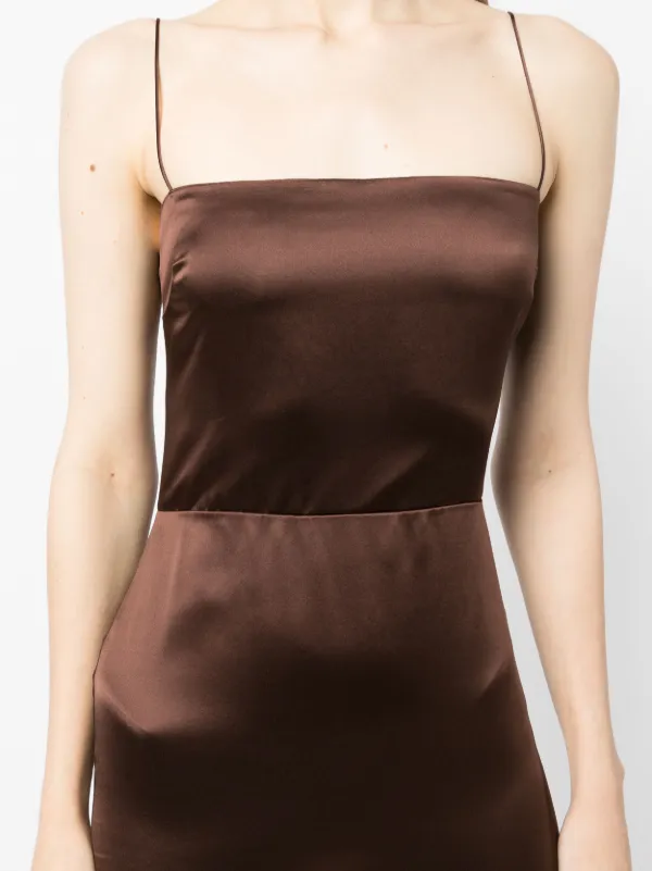 Reformation Frankie Sleeveless Silk Dress - Brown