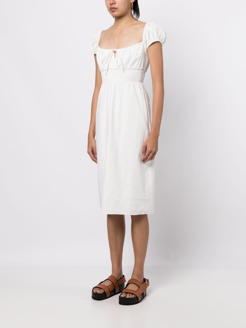 Shop Reformation Arna Front Tie-fastening Midi Dress In White