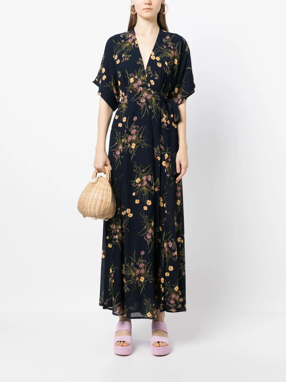 Reformation Maxi wikkeljurk - Blauw