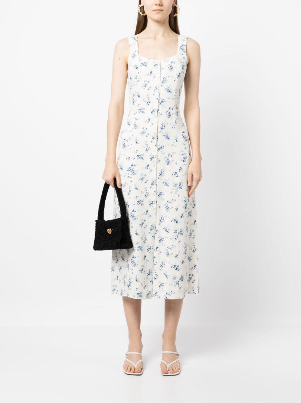 Reformation Midi-jurk met bloemenprint - Wit