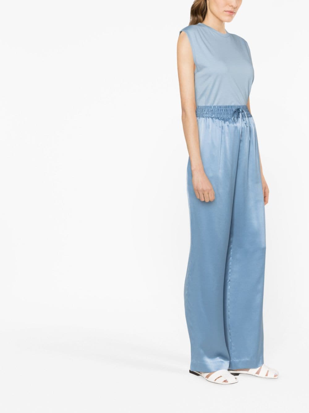 Shop Loulou Studio High-waisted Silk Pants In Blau