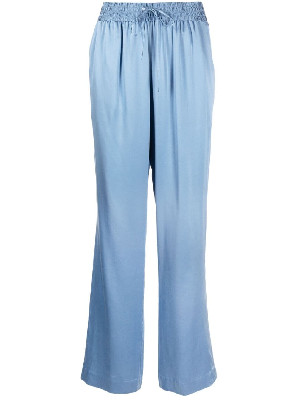 Shop Loulou Studio High-waisted Silk Pants In Blau