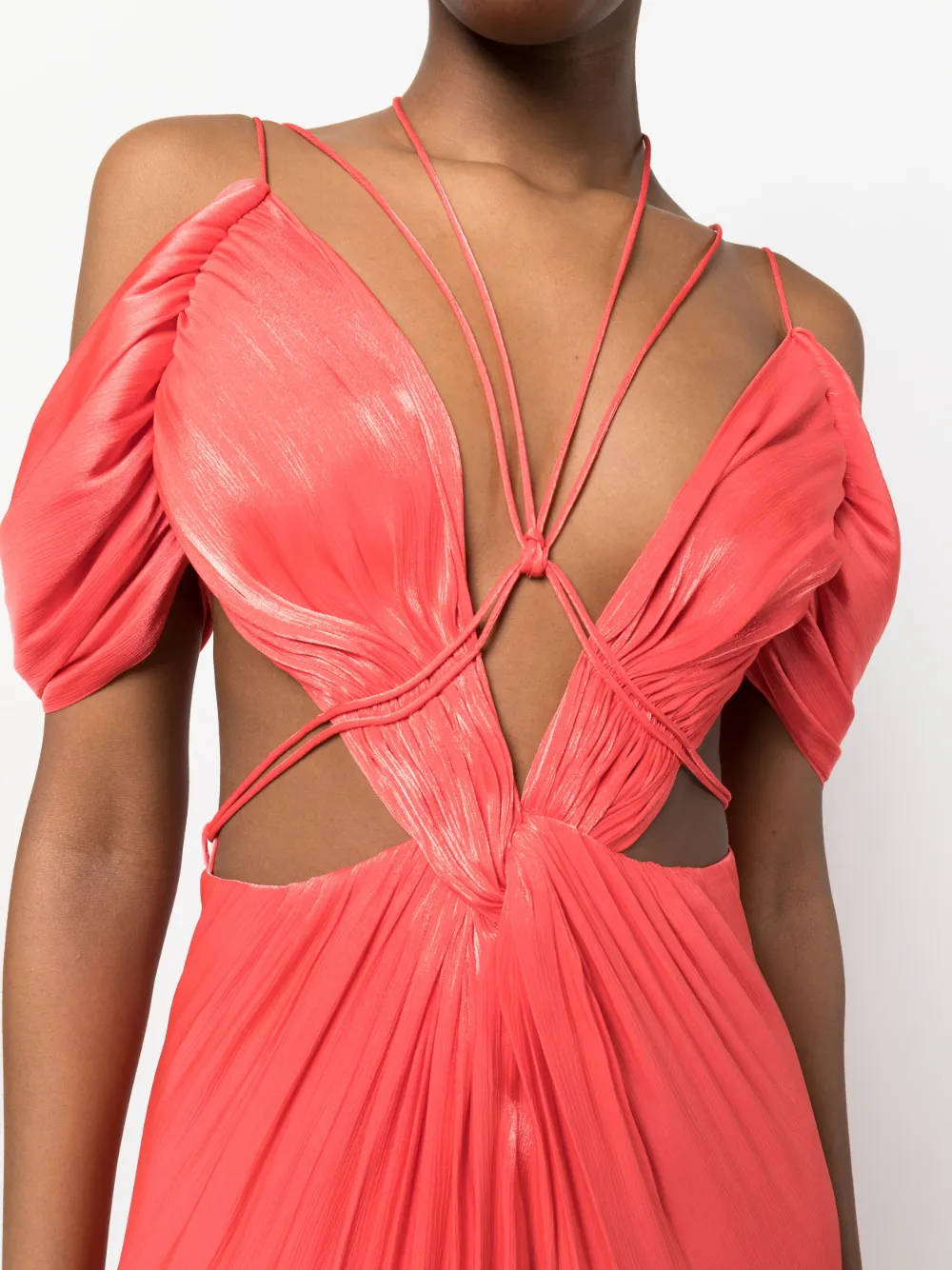 Costarellos Cut out Pleated Gown Farfetch