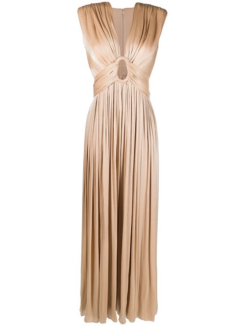 Costarellos cut-out pleated gown