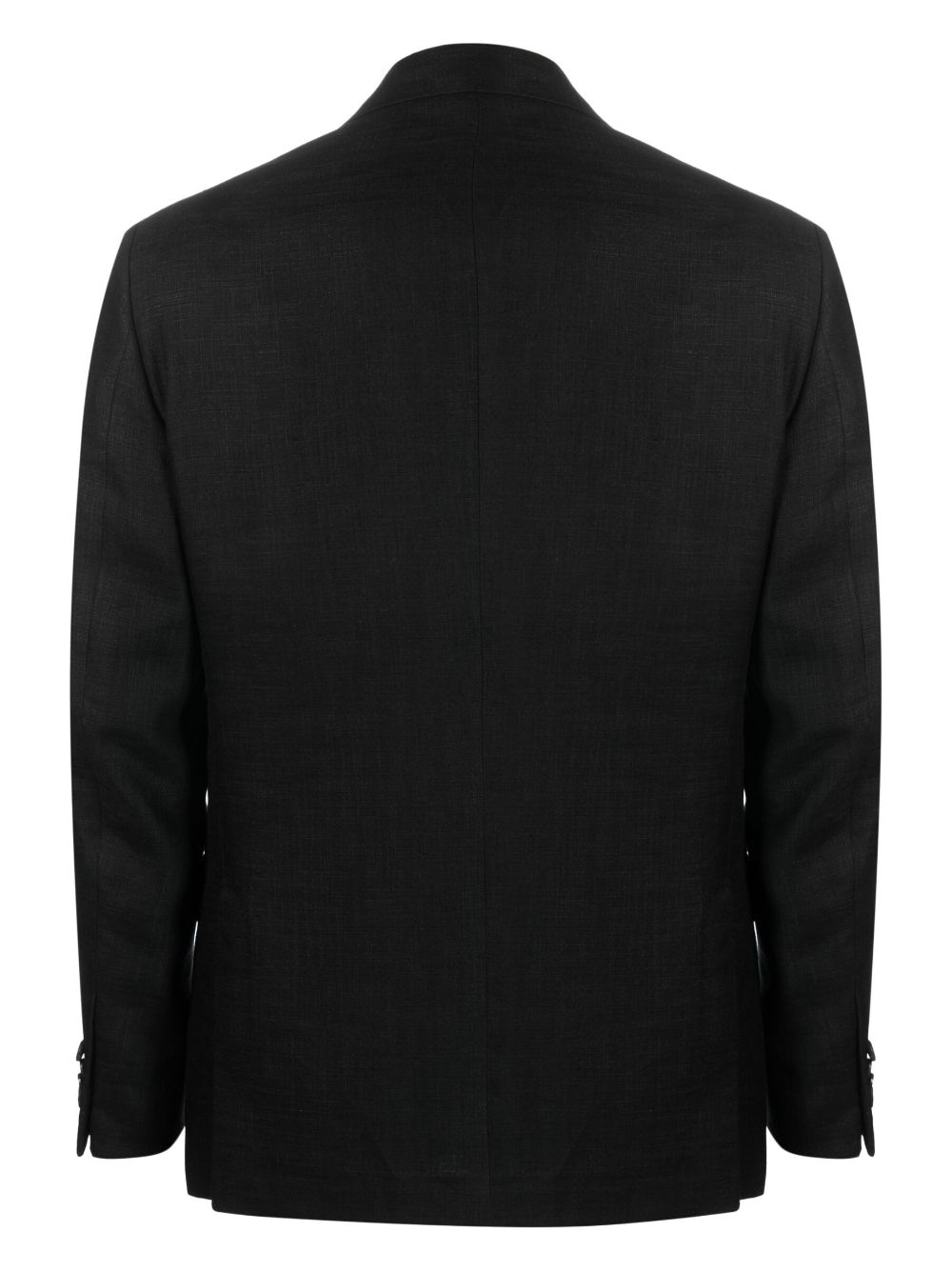 caruso peak-lapels linen-blend blazer - black