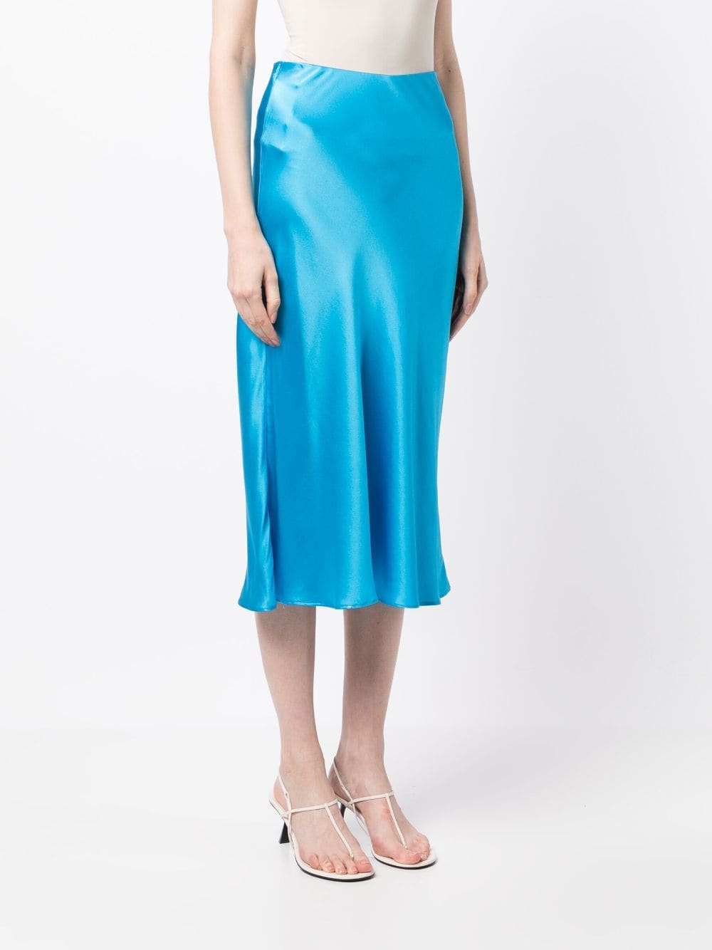 Shop Rejina Pyo Viola Satin Midi Skirt In Blue