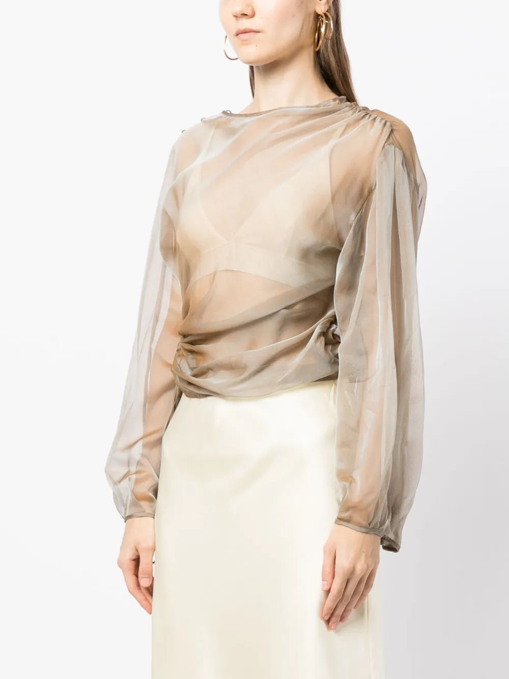  Rejina Pyo Ebba Sheer Silk Blouse - Grey 