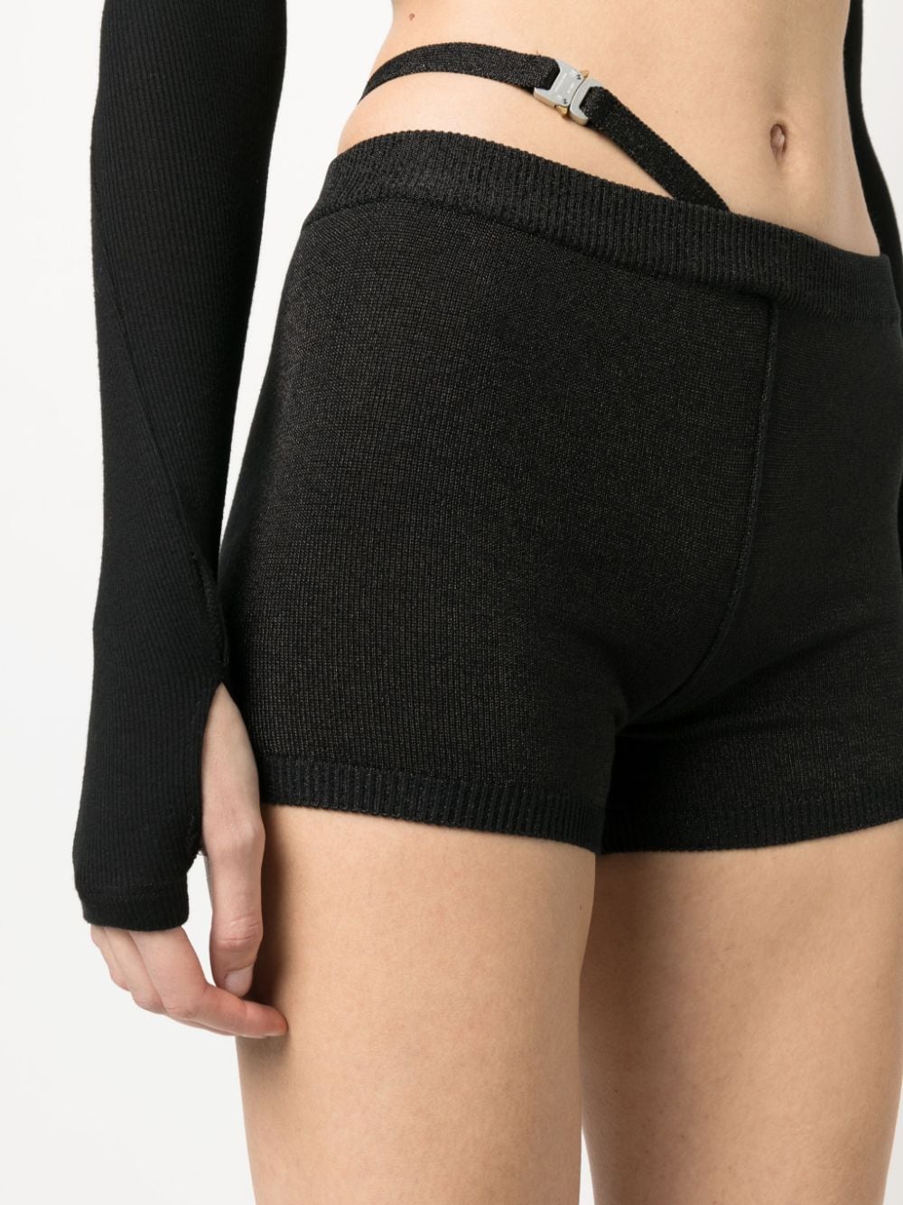 Shop Alyx Hip-strap Knit Shorts In 黑色