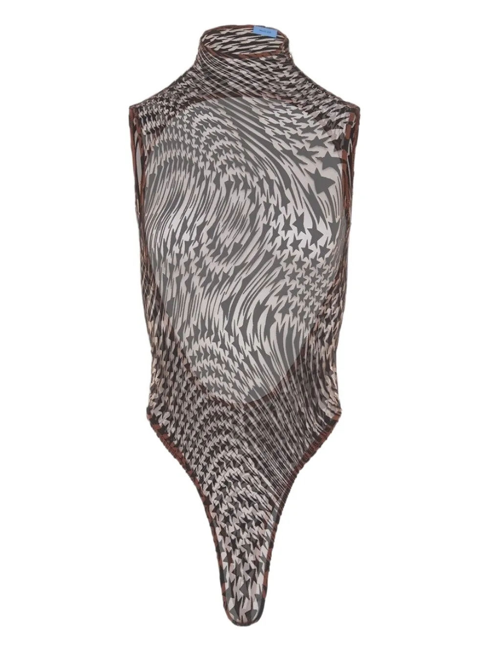 Mugler patterned high-neck bodysuit | Grey | Image 1