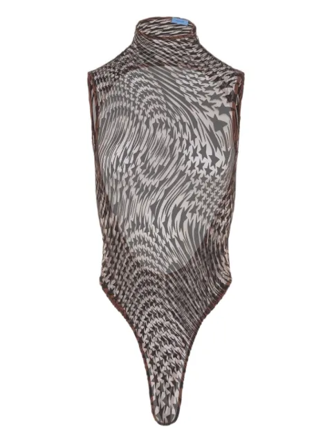 Mugler patterned high-neck bodysuit
