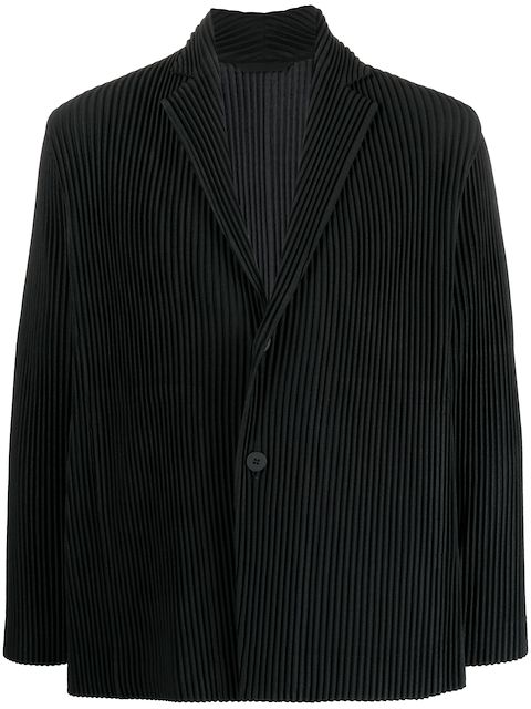 Issey Miyake pleated single-breasted button blazer