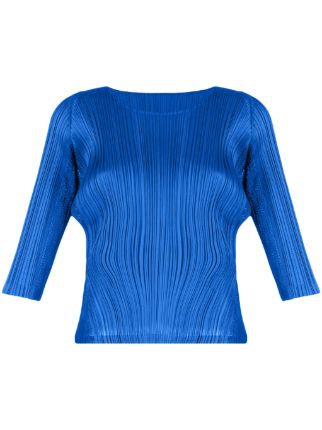 Pleats Please Issey Miyake Plissé round-neck T-shirt - Farfetch