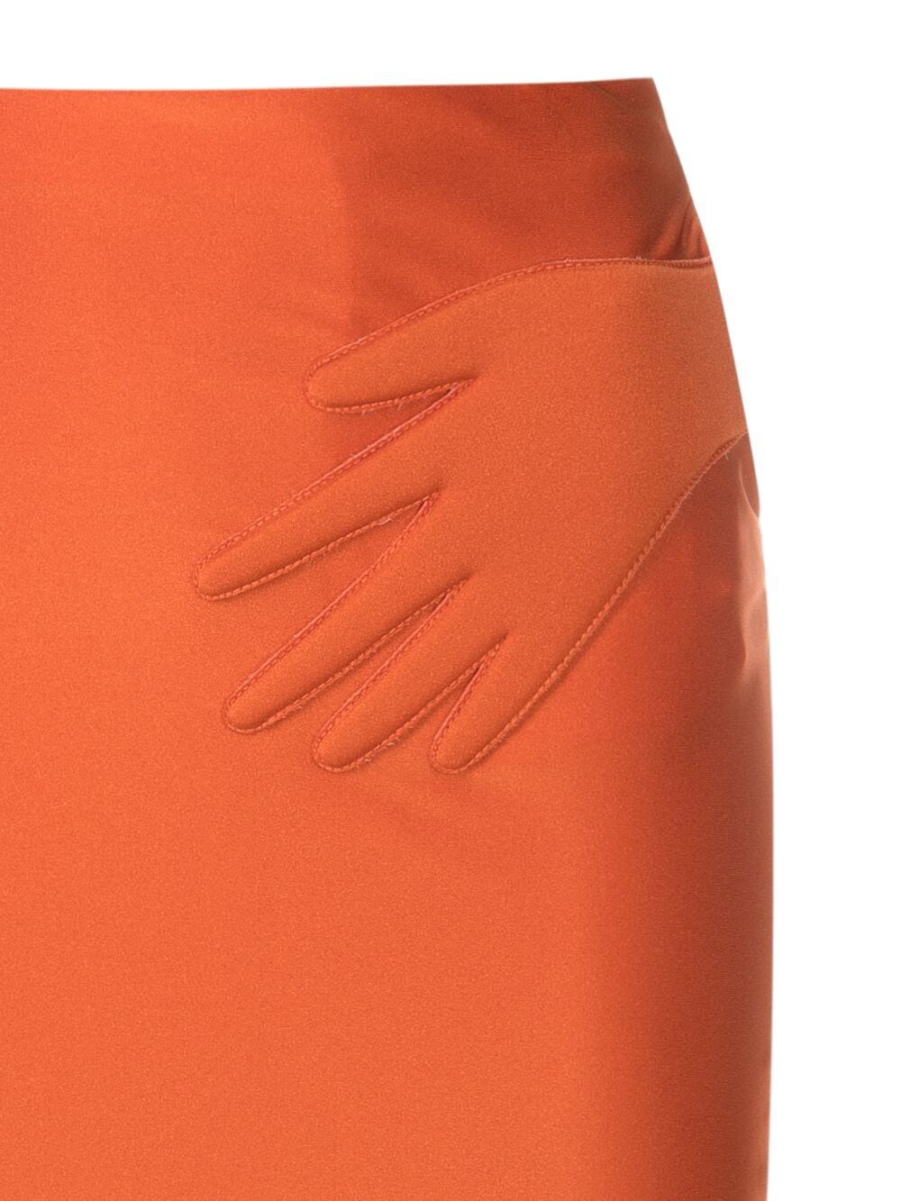 Shop Adriana Degreas Embossed-hand High-waist Skirt In Orange