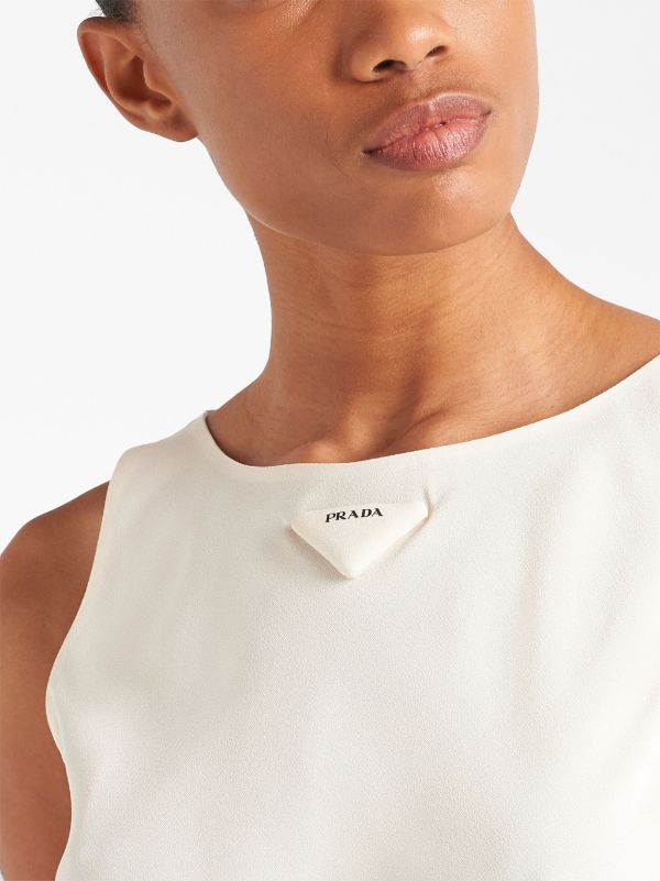 Prada logo-plaque Sleeveless Midi Dress - Farfetch