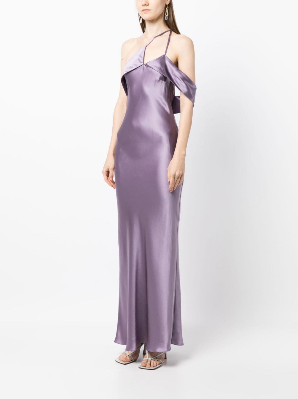 Shop Michelle Mason Bias-cut One-shoulder Gown In Purple