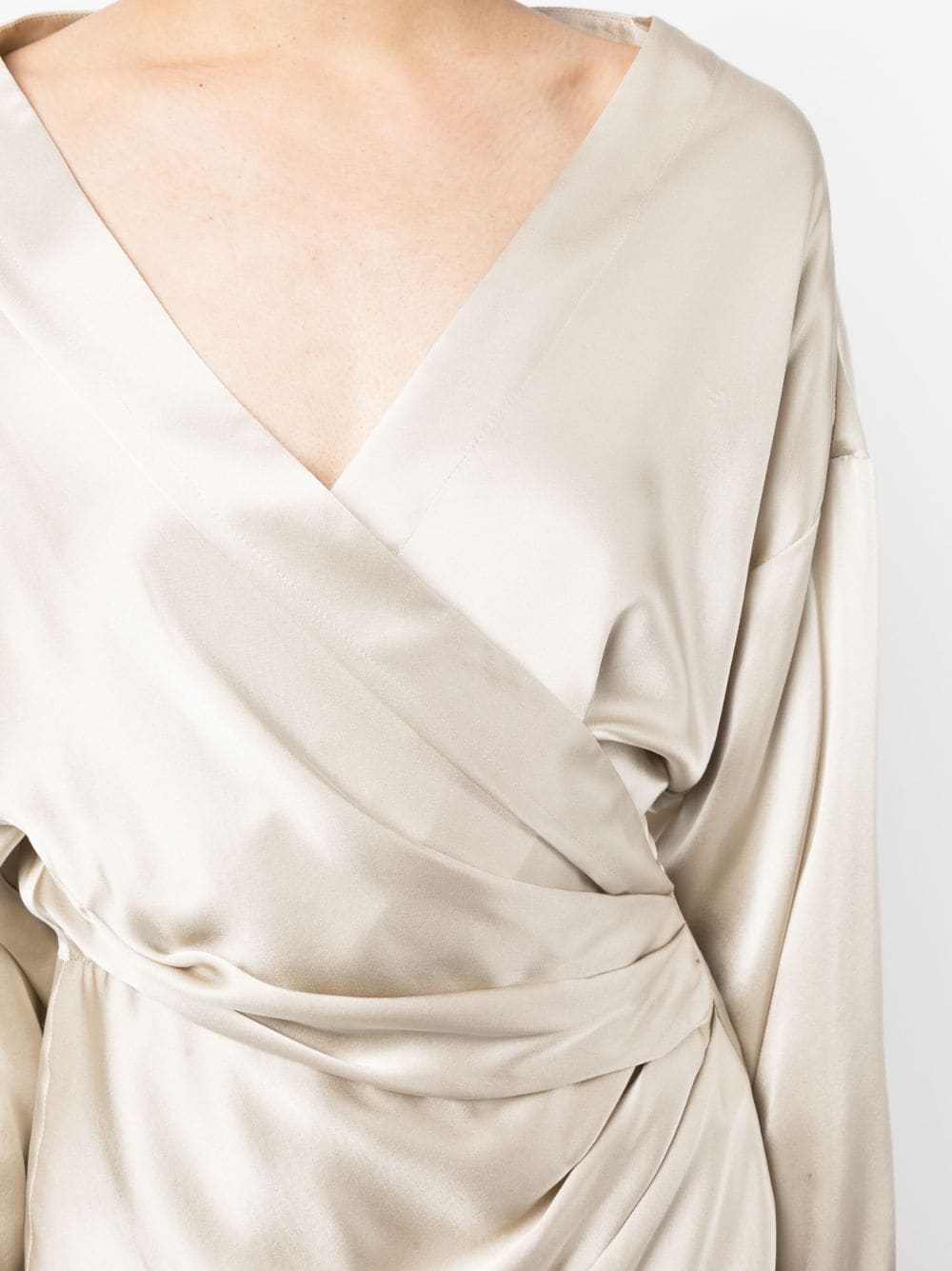 Shop Michelle Mason Draped-detail Mini Dress. In Neutrals