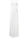 Michelle Mason lace-inset gown long sleeveless dress - White