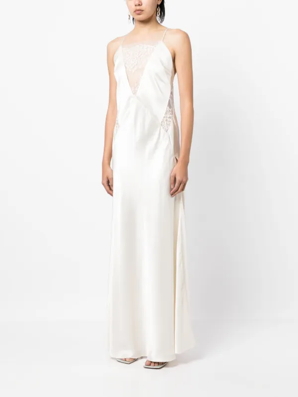 Michelle Mason lace-inset Gown Long Sleeveless Dress | White | FARFETCH ID Michelle Mason lace-inset Gown Long Sleeveless Dress | White | FARFETCH ID