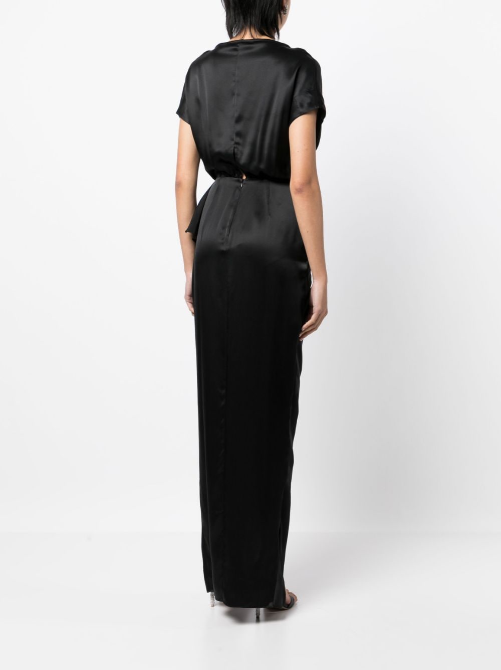 Shop Michelle Mason Wrap Drape-detail Gown Dress In Black