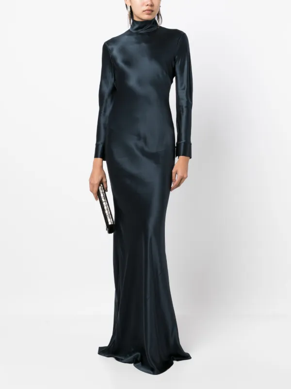 Michelle Mason open-back long-sleeve Gown Dress | Blue | FARFETCH