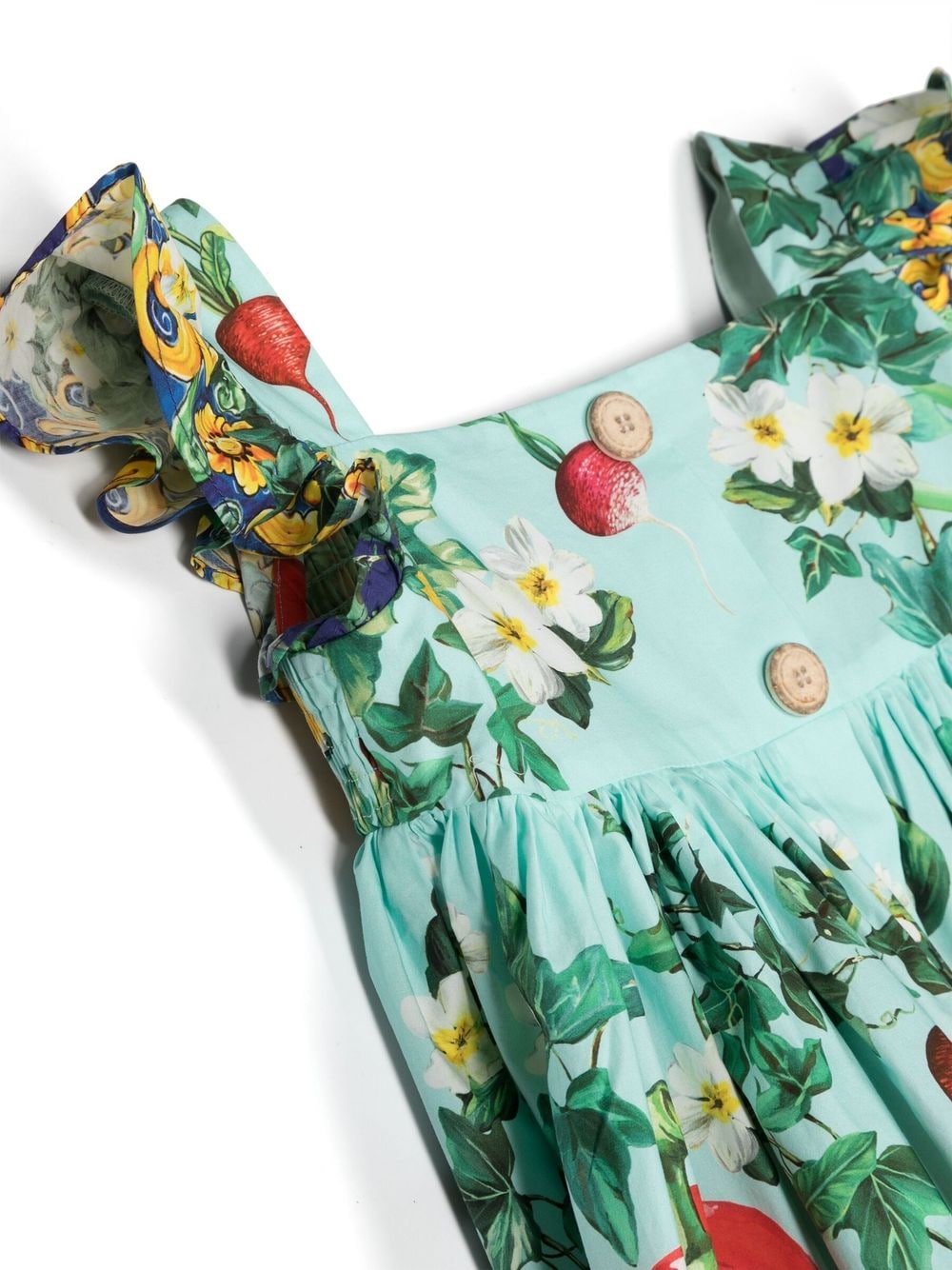 Shop Dolce & Gabbana Ruffled Floral-print Dress In Blue
