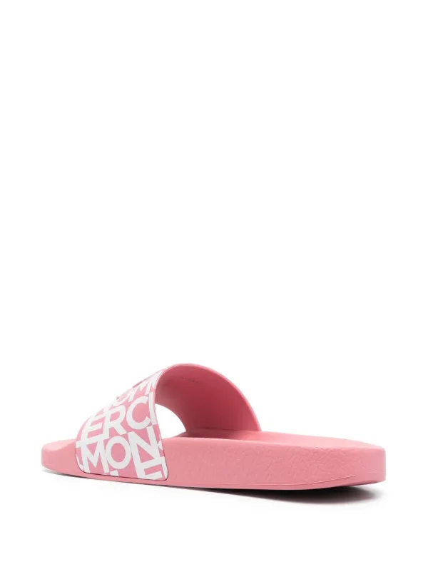 Moncler logo-strap Slides | Pink | FARFETCH