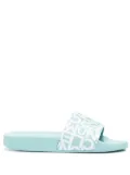 Moncler logo-print slides - Blue