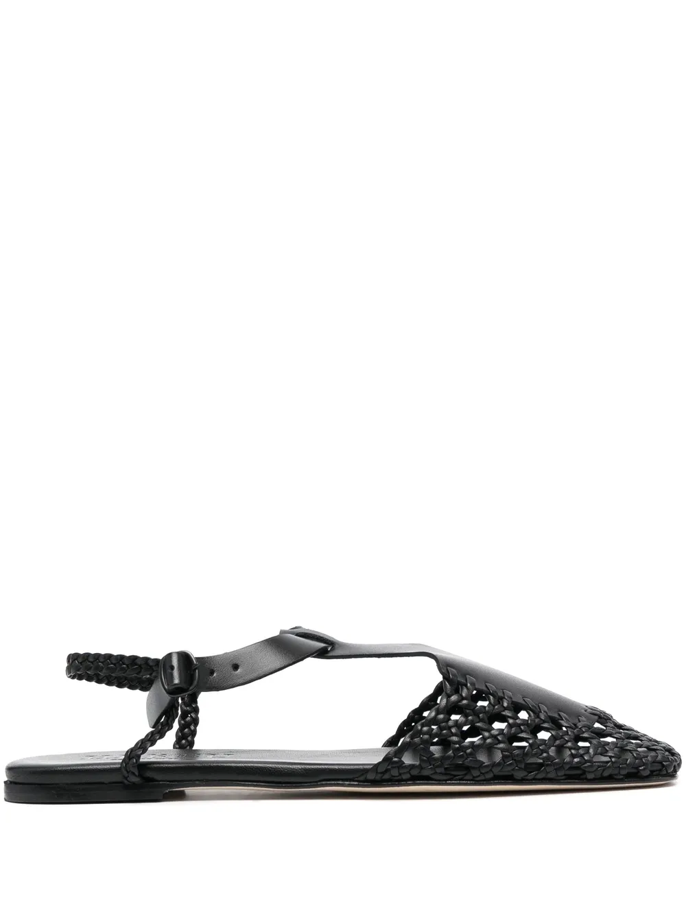 Shop Hereu Close-toe Leather Sandals In Schwarz