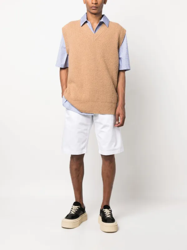 Maison Margiela V-neck ribbed-knit Vest | Brown | FARFETCH