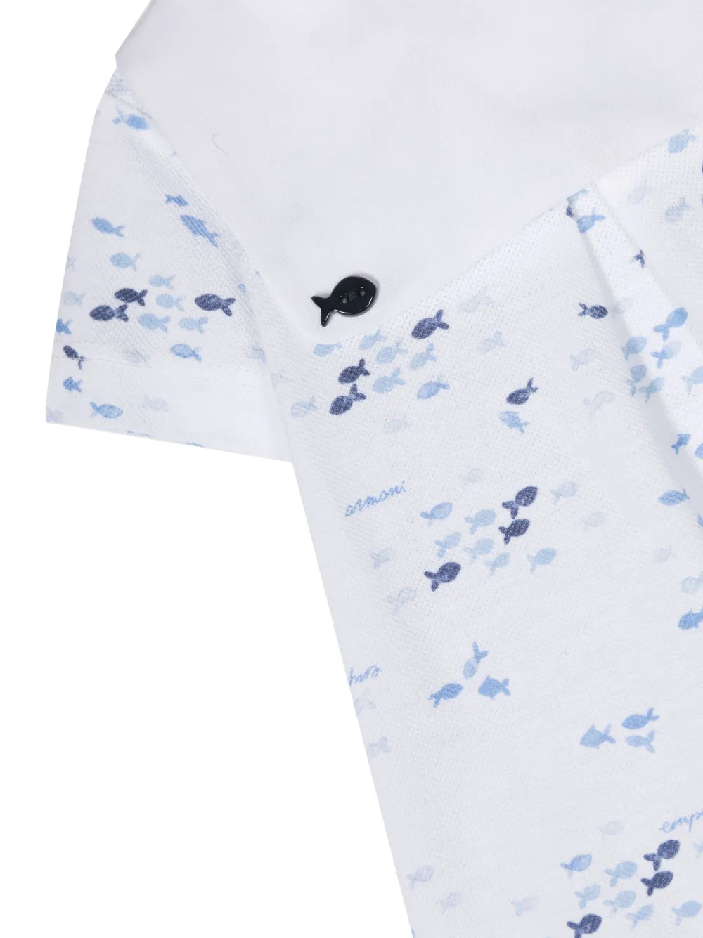 Emporio Armani All-over Fish Print Cotton Romper In White