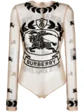 Burberry EKD embroidered stretch tulle bodysuit - Neutrals