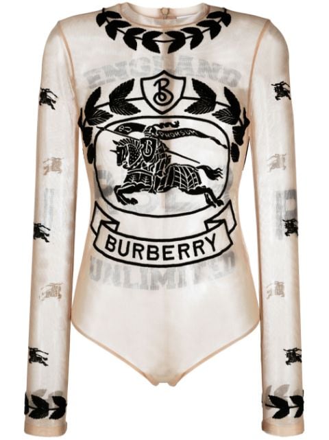 Burberry EKD embroidered stretch tulle bodysuit