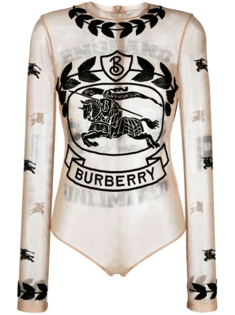 Affordable Burberry EKD embroidered stretch tulle bodysuit Women