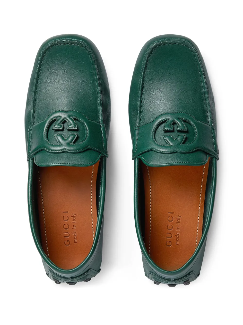 Gucci Interlocking G Driving Shoes In Green ModeSens