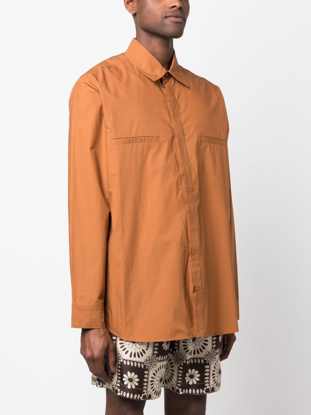 Shop Nanushka Damos Cotton Button-up Shirt In Orange