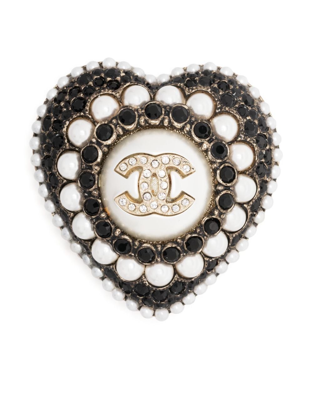CHANEL Pre-Owned 2000s CC pearl-embellished brooch - Black