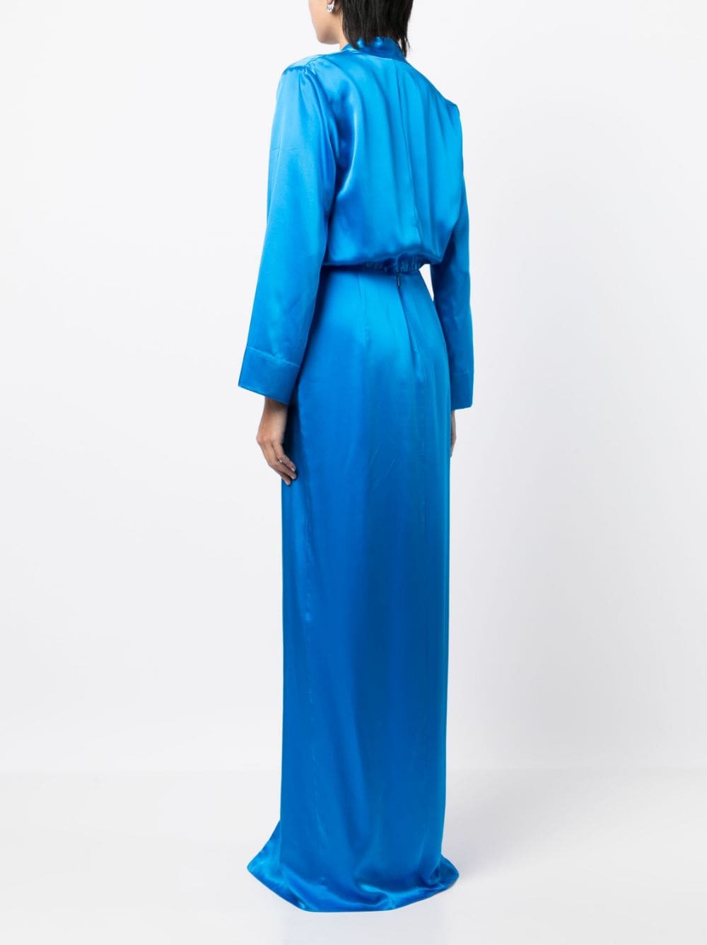 Shop Michelle Mason Tie Front Kimono Gown In Blue