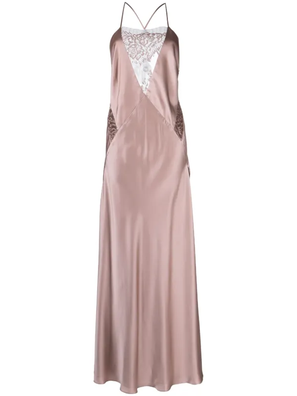 Michelle Mason Lace-inset Gown - Pink Michelle Mason Lace-inset Gown - Pink