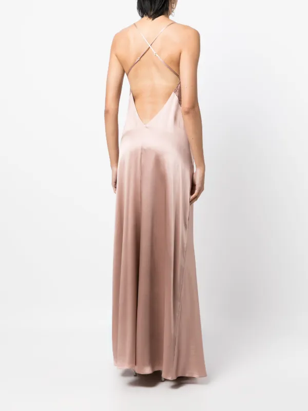 Michelle Mason Lace-inset Gown - Pink