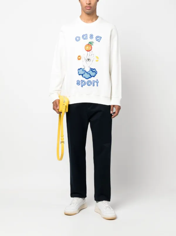 Casablanca Casa Talisman Crew Neck Sweatshirt | White | FARFETCH