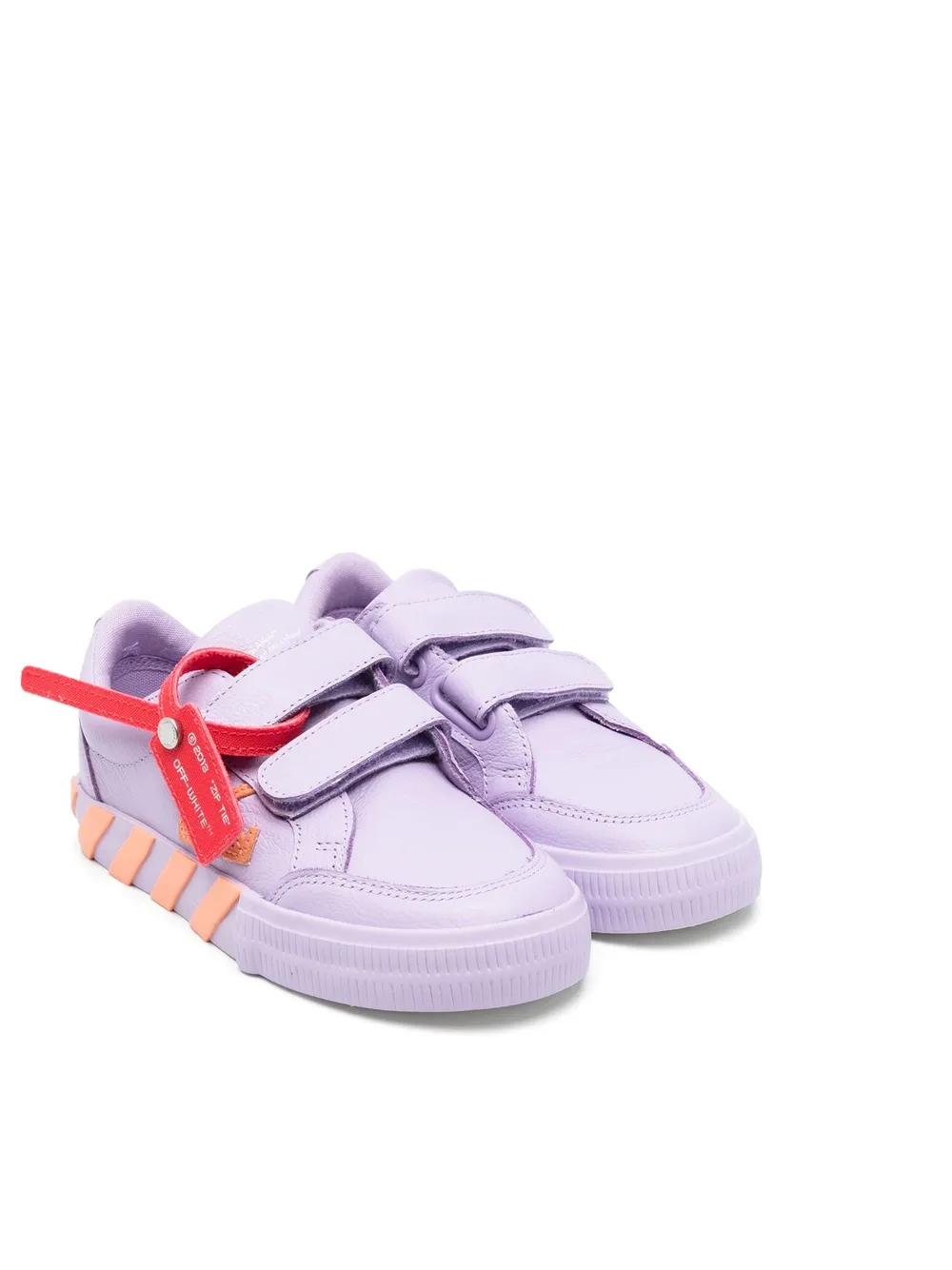 Off-white Kids' Touch-strap Round-toe Trainers In Lilac Orange