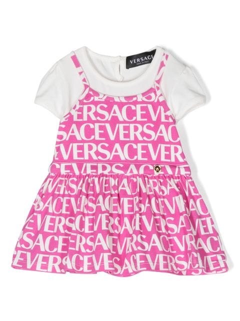 Versace Kids - all-over logo-print layered dress