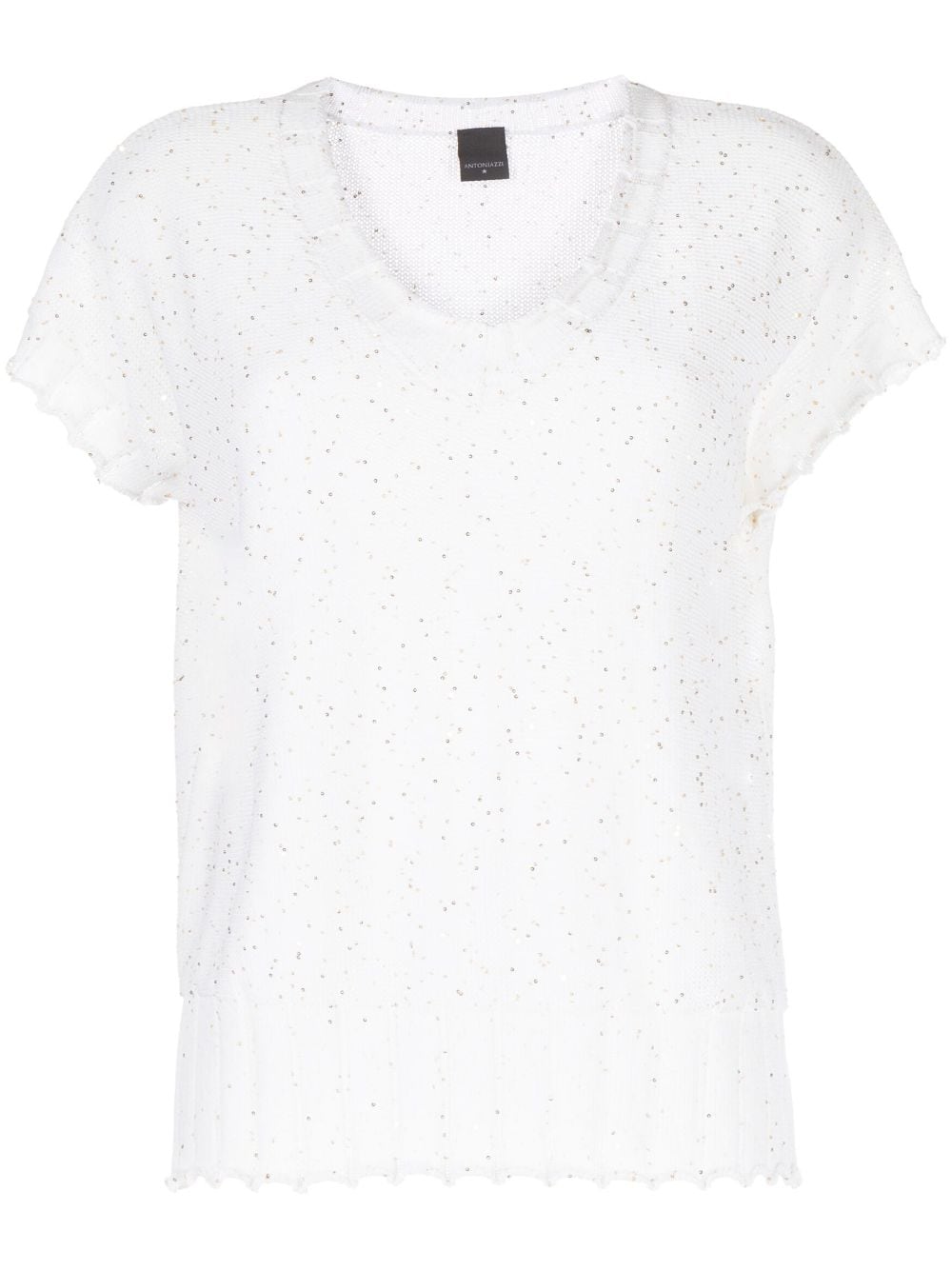 Lorena Antoniazzi V-neck knitted T-shirt - White