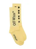 Off-White Kids logo-print ribbed-knit socks - Yellow