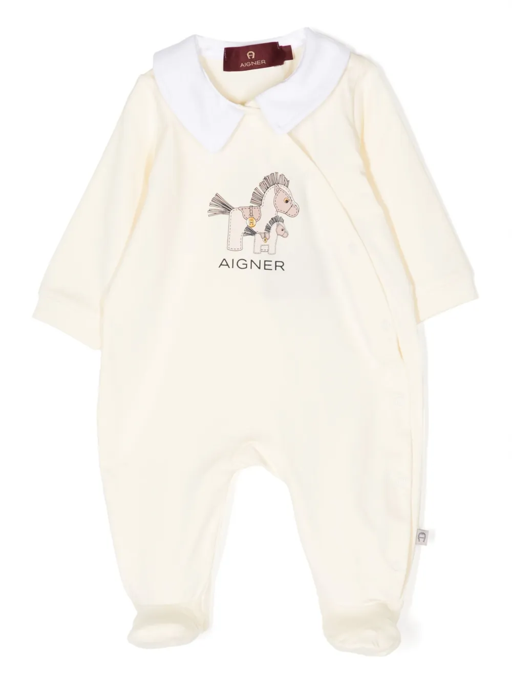 Aigner Babies' Logo-print Long-sleeve Pajamas In Yellow